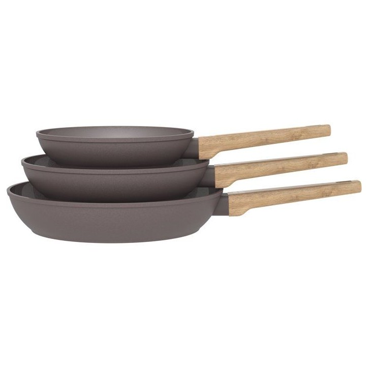 Set de 3 poeles - Tous feux dont induction - ARTHUR MARTIN - AM1052 - Revetement céramique - Ø 20-24-28 cm - Taupe Set de 3 poeles - Tous feux dont induction - ARTHUR MARTIN - AM1052 - Revetement céramique - Ø 20-24-28 cm - Taupe