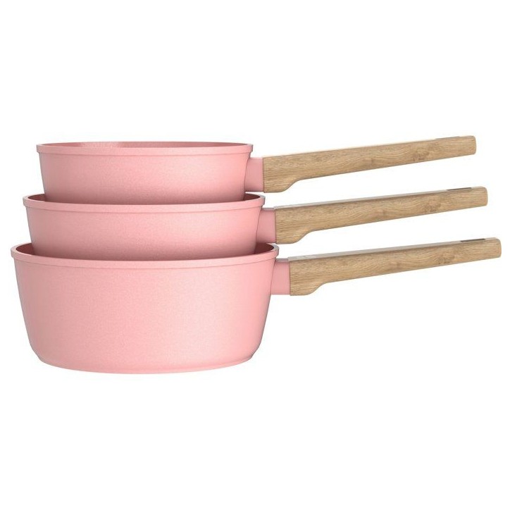 Set de 3 casseroles - Tous feux dont induction - ARTHUR MARTIN - AM0702 - Revetement céramique - Ø 16-18-20 cm - Rose Set de 3 casseroles - Tous feux dont induction - ARTHUR MARTIN - AM0702 - Revetement céramique - Ø 16-18-20 cm - Rose