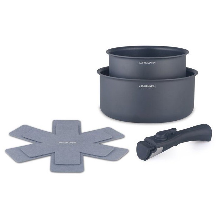 Set de 2 casseroles - Tous feux dont induction - ARTHUR MARTIN - AM2984 - Anti-adhésif - Ø 16-20 cm + Poignée amovible - Gris Set de 2 casseroles - Tous feux dont induction - ARTHUR MARTIN - AM2984 - Anti-adhésif - Ø 16-20 cm + Poignée amovible - Gris