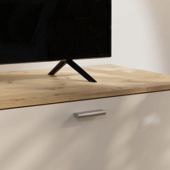 Meuble TV avec Paroi ARYSTARCH - Sable & Chene - 1 porte + 2 abattants