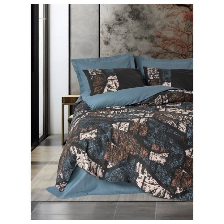 Parure de lit - 1 housse de couette 220 x 240 cm + 2 taies d'oreiller 60 x 60 cm - 100% coton renforcé - Vert Parure de lit - 1 housse de couette 220 x 240 cm + 2 taies d'oreiller 60 x 60 cm - 100% coton renforcé - Vert