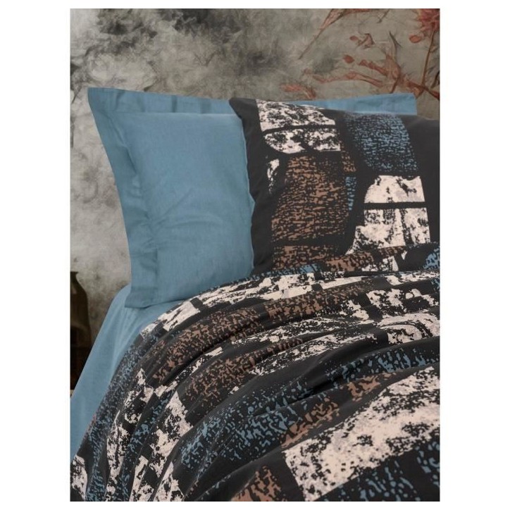 Parure de lit - 1 housse de couette 220 x 240 cm + 2 taies d'oreiller 60 x 60 cm - 100% coton renforcé - Vert Parure de lit - 1 housse de couette 220 x 240 cm + 2 taies d'oreiller 60 x 60 cm - 100% coton renforcé - Vert
