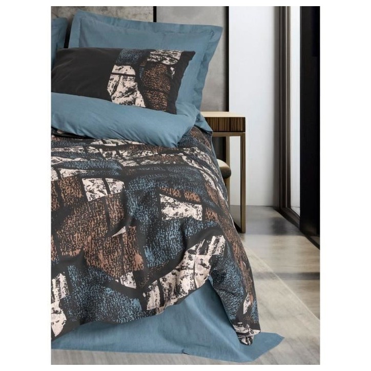 Parure de lit - 1 housse de couette 220 x 240 cm + 2 taies d'oreiller 60 x 60 cm - 100% coton renforcé - Vert Parure de lit - 1 housse de couette 220 x 240 cm + 2 taies d'oreiller 60 x 60 cm - 100% coton renforcé - Vert