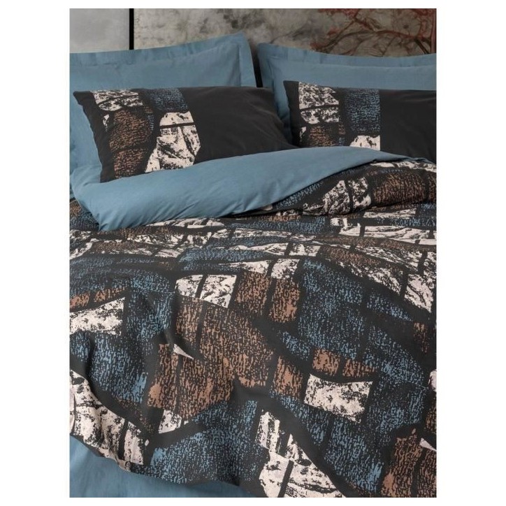 Parure de lit - 1 housse de couette 220 x 240 cm + 2 taies d'oreiller 60 x 60 cm - 100% coton renforcé - Vert Parure de lit - 1 housse de couette 220 x 240 cm + 2 taies d'oreiller 60 x 60 cm - 100% coton renforcé - Vert