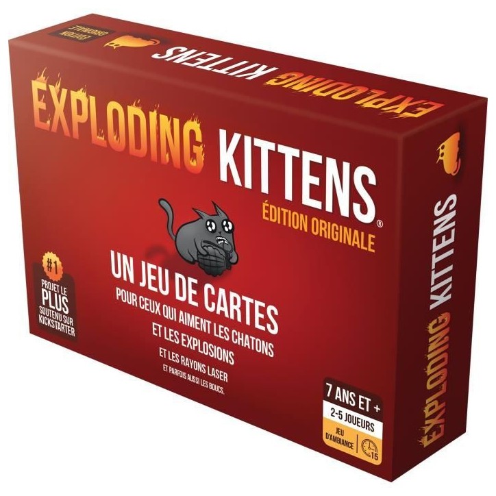 Jeu de société - ASMODEE - Exploding Kittens : Le Jeu de Base (Edition 2022) - 2 a 5 Joueurs - 15 Min Jeu de société - ASMODEE - Exploding Kittens : Le Jeu de Base (Edition 2022) - 2 a 5 Joueurs - 15 Min