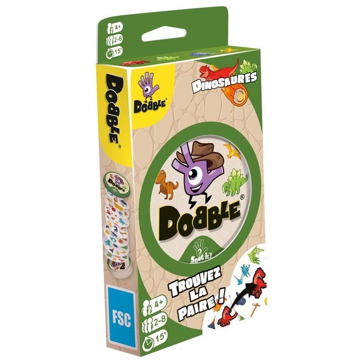 Jeu Dobble Dinosaures - Jeu d'observation et rapidité - Des 4 ans - 2 a 8 joueurs - 15 min - Best-seller famille - Zygomatic Jeu Dobble Dinosaures - Jeu d'observation et rapidité - Des 4 ans - 2 a 8 joueurs - 15 min - Best-seller famille - Zygomatic