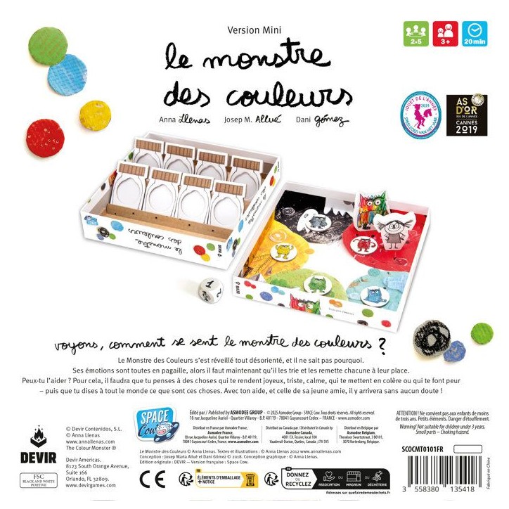 SPACE COW Jeu éducatif émotions - Le Monstre des couleurs nouvelle édition - Des 3 ans - 2 a 5 joueurs - 20 min SPACE COW Jeu éducatif émotions - Le Monstre des couleurs nouvelle édition - Des 3 ans - 2 a 5 joueurs - 20 min
