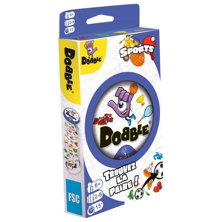 ZYGOMATIC Jeu Dobble Sports - Jeu d'observation et réflexes - En famille - entre amis - Des 6 ans - 2 a 8 joueurs - boîte mét ZYGOMATIC Jeu Dobble Sports - Jeu d'observation et réflexes - En famille - entre amis - Des 6 ans - 2 a 8 joueurs - boîte mét