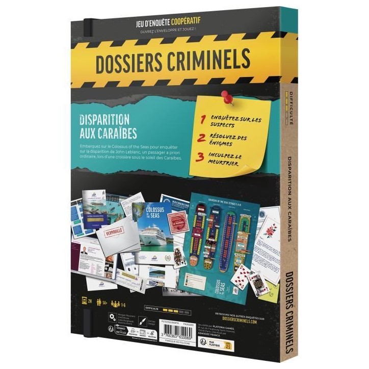 Disparition aux Caraibes - Asmodee - Jeu d'enquete - Des 18 ans - Fabriqué en France