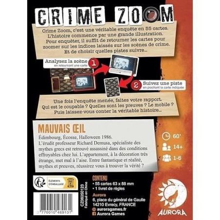 Crime Zoom : Mauvais oeil - Asmodee - Jeu d'enquete - Des 14 ans - 30 minutes a 1h