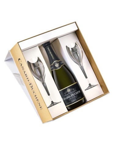 Coffret Champagne Canard-Duchene Brut 2015 + 2 flûtes