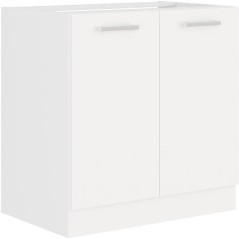 ATLAS Meuble sous-évier 2 portes - L 80 x H 82 x P52 cm - Décor blan