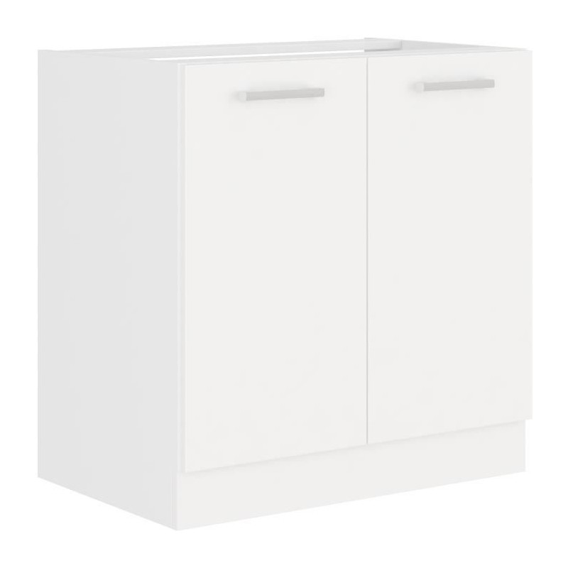 ATLAS Meuble sous-évier 2 portes - L 80 x H 82 x P52 cm - Décor blan