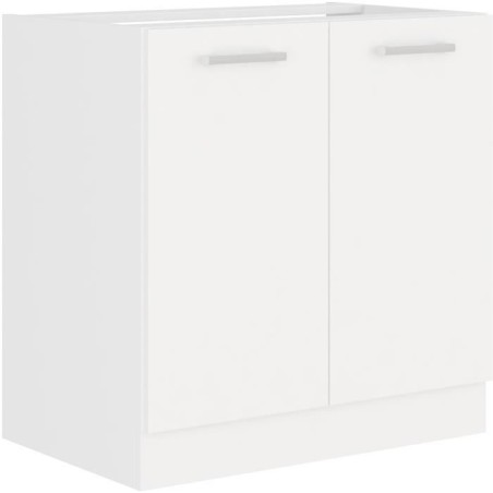 ATLAS Meuble sous-évier 2 portes - L 80 x H 82 x P52 cm - Décor blan