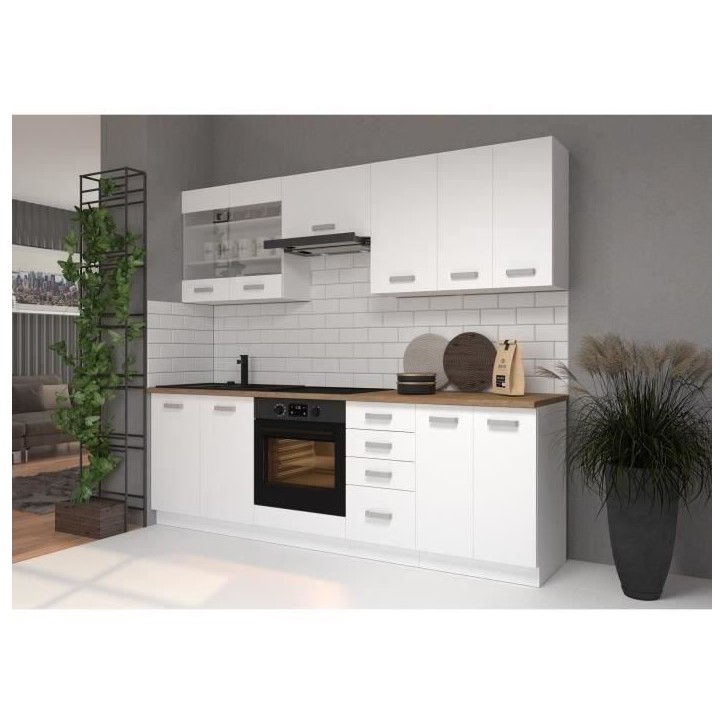 ATLAS Meuble sous-évier 2 portes - L 80 x H 82 x P52 cm - Décor blanc - Plan de travail non inclus ATLAS Meuble sous-évier 2 portes - L 80 x H 82 x P52 cm - Décor blanc - Plan de travail non inclus