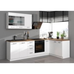 ATLAS Meuble sous-évier 2 portes - L 80 x H 82 x P52 cm - Décor blan
