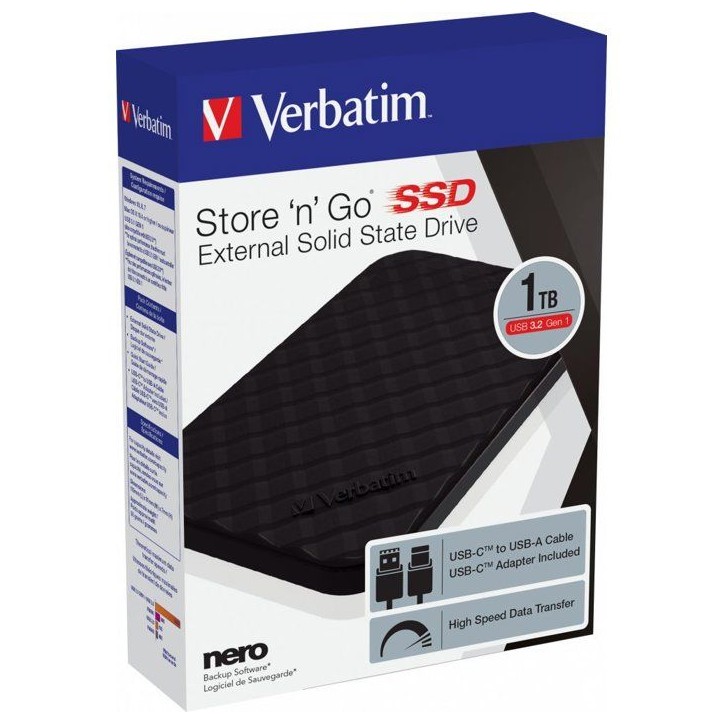Disque dur SSD externe - VERBATIM - Store'N'Go - 1 To - Noir Disque dur SSD externe - VERBATIM - Store'N'Go - 1 To - Noir