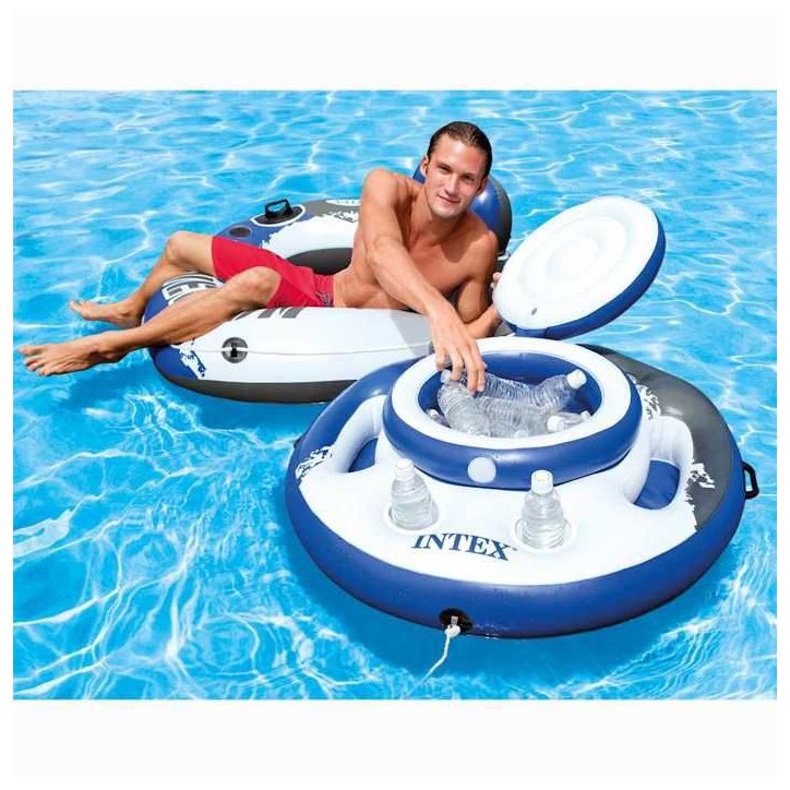 Glaciere gonflable - INTEX - Glaciere Gonflable flottante pour piscine - 5 supports boisson - 30 canettes Glaciere gonflable - INTEX - Glaciere Gonflable flottante pour piscine - 5 supports boisson - 30 canettes
