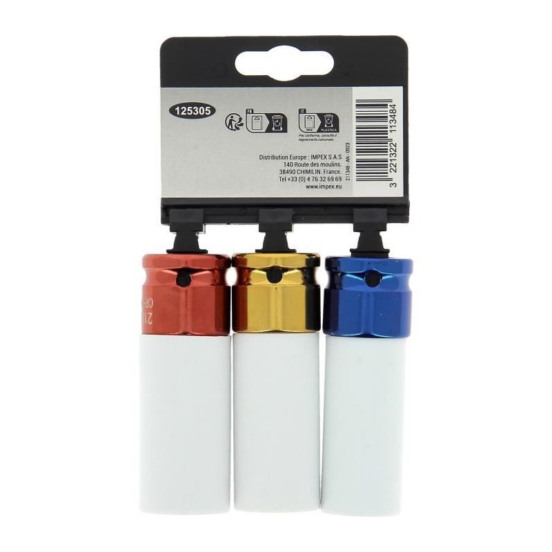 3 Douilles a choc 1/2 - PRECISION STEEL - 17-19-21 mm
