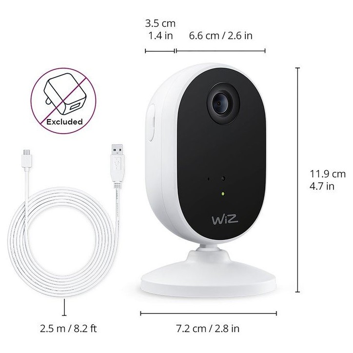 Caméra connectée - WIZ - Intérieur - Détection son et mouvement - Câblée Caméra connectée - WIZ - Intérieur - Détection son et mouvement - Câblée