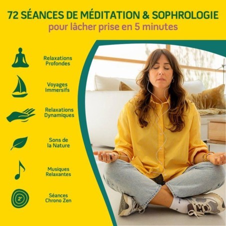Galet Zen - MORPHEE - 72 séances de 5 min - Méditation & Sophrologie - Écouteurs Inclus - Audio FR