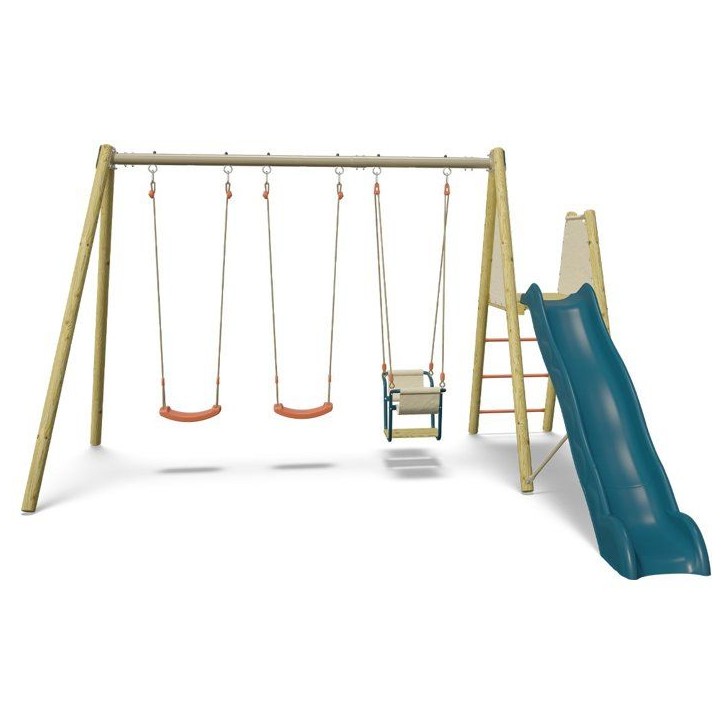 Portique en bois - 3 agres avec toboggan - AMILY - ALEO BY TRIGANO Portique en bois - 3 agres avec toboggan - AMILY - ALEO BY TRIGANO