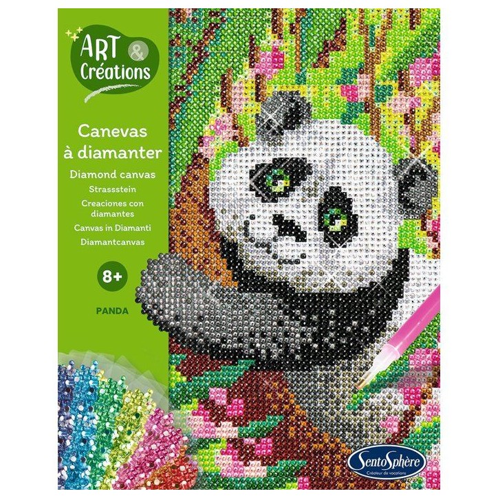 Création a base de mini strass - SENTOSPHERE - Art & Créations - Canevas a Diamanter - Panda - Des 8 ans Création a base de mini strass - SENTOSPHERE - Art & Créations - Canevas a Diamanter - Panda - Des 8 ans