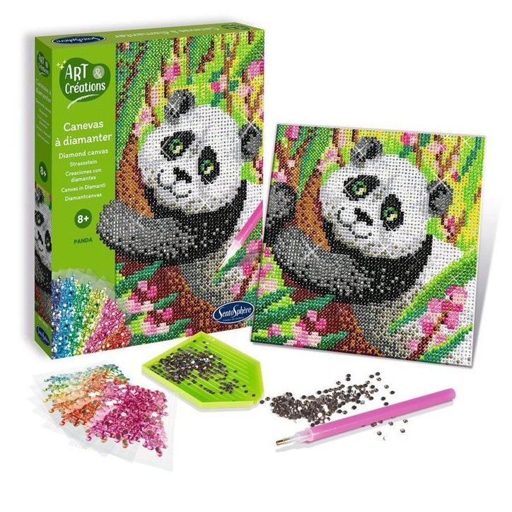 Création a base de mini strass - SENTOSPHERE - Art & Créations - Canevas a Diamanter - Panda - Des 8 ans Création a base de mini strass - SENTOSPHERE - Art & Créations - Canevas a Diamanter - Panda - Des 8 ans