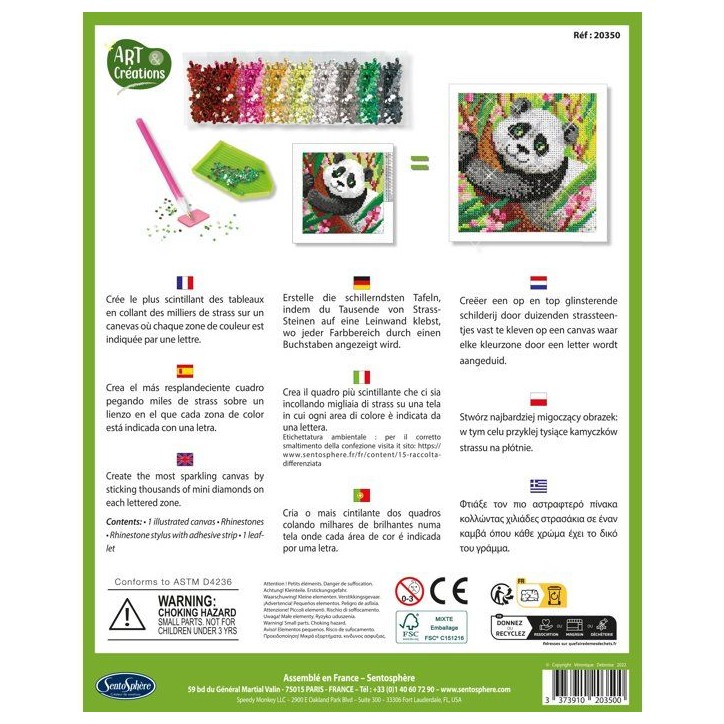 Création a base de mini strass - SENTOSPHERE - Art & Créations - Canevas a Diamanter - Panda - Des 8 ans Création a base de mini strass - SENTOSPHERE - Art & Créations - Canevas a Diamanter - Panda - Des 8 ans