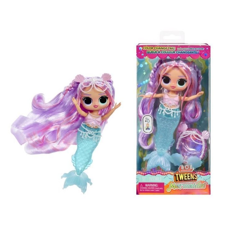 L.O.L. Surprise! Tweens - Sirene Lana - Poupée avec queue de sirene qui change de couleur, Nageoire mobile, Accessoires - 4 ans L.O.L. Surprise! Tweens - Sirene Lana - Poupée avec queue de sirene qui change de couleur, Nageoire mobile, Accessoires - 4 ans