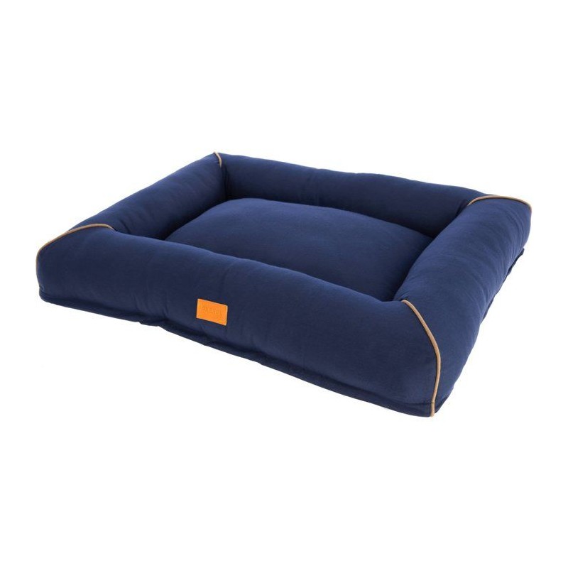 Corbeille Jerome – Bleu foncé / Cognac – 75 × 60 × 10 cm