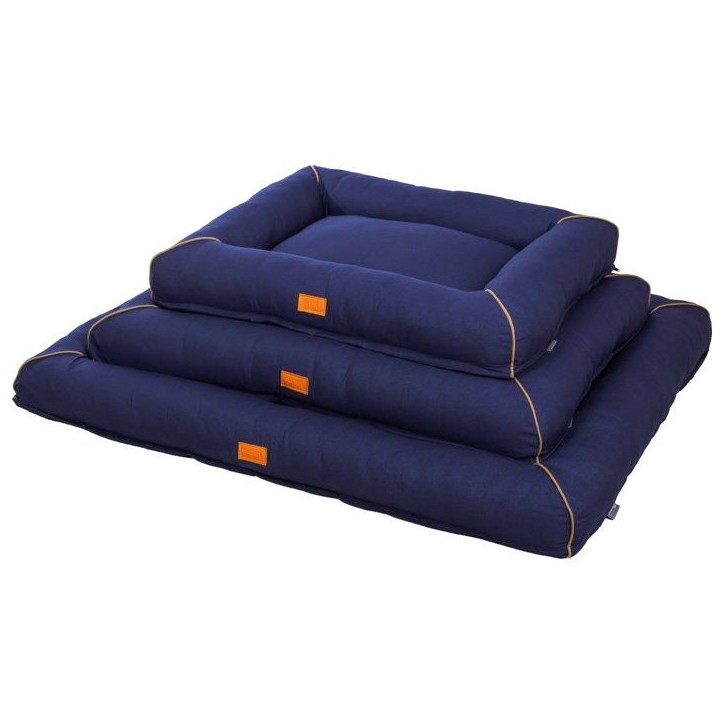 Corbeille Jerome – Bleu foncé / Cognac – 75 × 60 × 10 cm