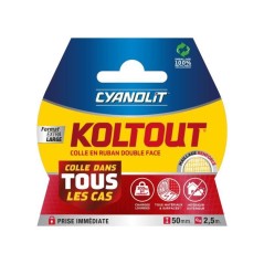 Ruban adhésif double face - CYANOLIT - Koltout ruban XXL - 2.5 x 49 m