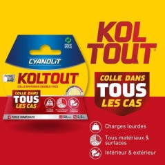 Ruban adhésif double face - CYANOLIT - Koltout ruban XXL - 2.5 x 49 m