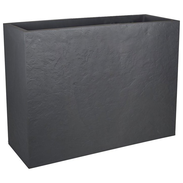 Jardiniere Muret Loft L - EDA - Volcania - 46 L - Intérieur/Extérieur - Décor Pierre - 78,5 x 29,5 x H. 60 cm - Gris Anthraci