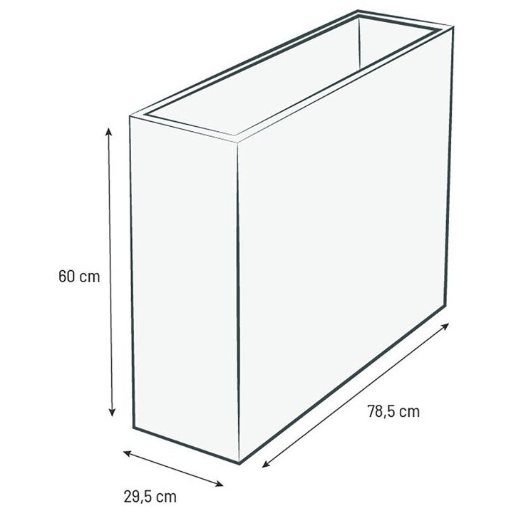 Jardiniere Muret Loft L - EDA - Volcania - 46 L - Intérieur/Extérieur - Décor Pierre - 78,5 x 29,5 x H. 60 cm - Gris Anthraci