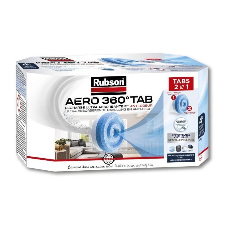 Absorbeur - RUBSON - AERO 360 - Recharge - Neutre - Lot de 4