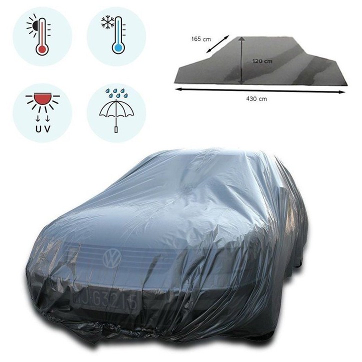 Housse de voiture - ECO BUDGET - Protection contre la poussiere - Imperméable - Polyéthylene - 430x165x120 cm Housse de voiture - ECO BUDGET - Protection contre la poussiere - Imperméable - Polyéthylene - 430x165x120 cm