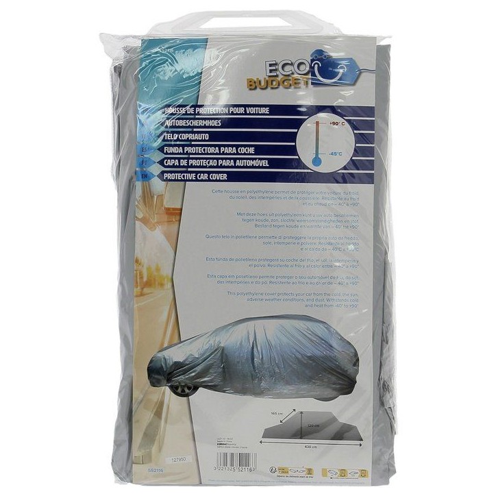 Housse de voiture - ECO BUDGET - Protection contre la poussiere - Imperméable - Polyéthylene - 430x165x120 cm Housse de voiture - ECO BUDGET - Protection contre la poussiere - Imperméable - Polyéthylene - 430x165x120 cm