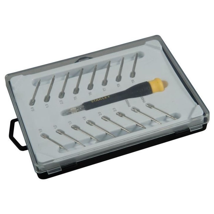 Jeu de 16 Micro Tournevis Multilames - STANLEY - STHT0-62633 - Fente + Phillips + Hexagonal + Torx Jeu de 16 Micro Tournevis Multilames - STANLEY - STHT0-62633 - Fente + Phillips + Hexagonal + Torx
