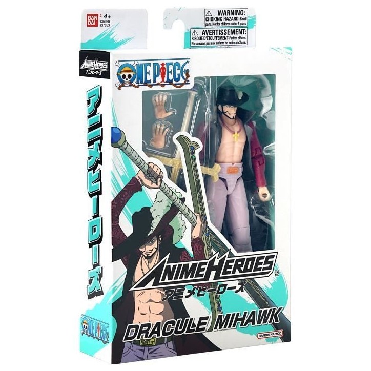 Figurine Anime Heroes articulée - BANDAI - One Piece - Dracule Mihawk oeil de Faucon - 17 cm