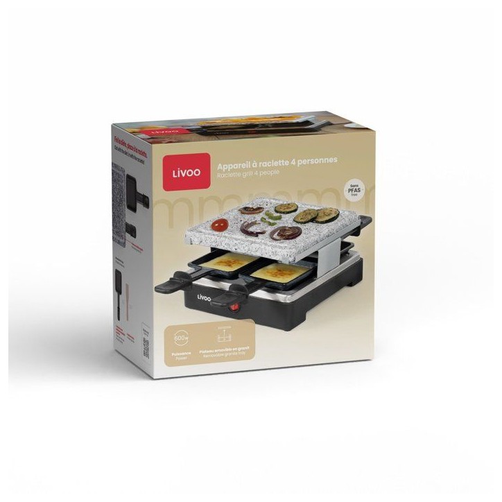 Appareil a raclette - LIVOO - DOC242 - 4 personnes - 600 W - Plateau amobible en granit Appareil a raclette - LIVOO - DOC242 - 4 personnes - 600 W - Plateau amobible en granit