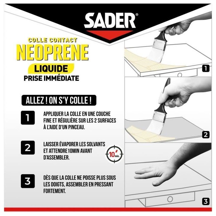Colle contact néoprene liquide extra forte - SADER - Tous matériaux - Prise immédiate - Boîte 750 ml Colle contact néoprene liquide extra forte - SADER - Tous matériaux - Prise immédiate - Boîte 750 ml