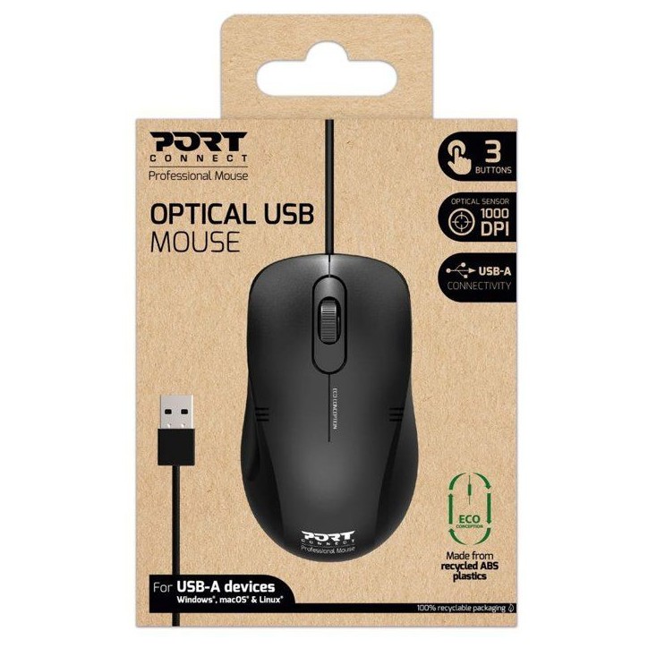 Souris filaire - PORT Designs - 900400-PRO - USB-A - Noir Souris filaire - PORT Designs - 900400-PRO - USB-A - Noir
