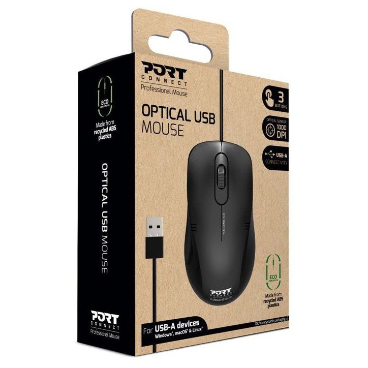 Souris filaire - PORT Designs - 900400-PRO - USB-A - Noir Souris filaire - PORT Designs - 900400-PRO - USB-A - Noir