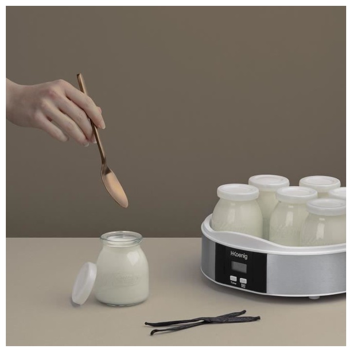 Yaourtiere HKoeNIG - ELY70 - Capacité 7 pots de 160ml - Programmable jusqu'a 15h - 15W Yaourtiere HKoeNIG - ELY70 - Capacité 7 pots de 160ml - Programmable jusqu'a 15h - 15W