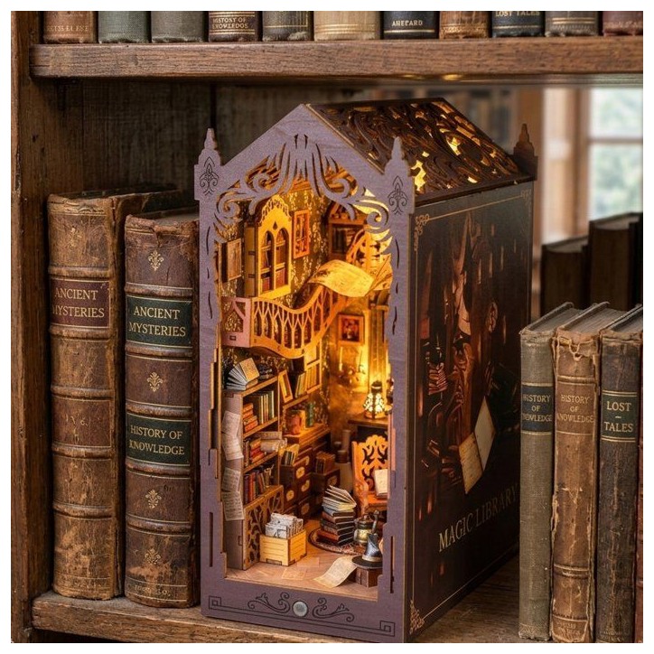 Book Nook - Kit DIY a construire Maquette 3D Serre Livre - Librairie Magique Creanook - 11 x 18 x 26 cm Book Nook - Kit DIY a construire Maquette 3D Serre Livre - Librairie Magique Creanook - 11 x 18 x 26 cm