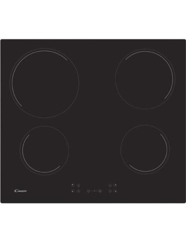 Plaque de cuisson vitrocéramique CANDY CH64CCB - 4 foyers - L 56 x P 49 cm - Revetement verre noir