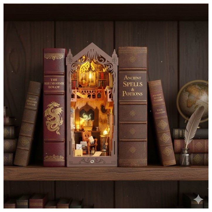 Book Nook - Kit DIY a construire Maquette 3D Serre Livre - Librairie Magique Creanook - 11 x 18 x 26 cm Book Nook - Kit DIY a construire Maquette 3D Serre Livre - Librairie Magique Creanook - 11 x 18 x 26 cm