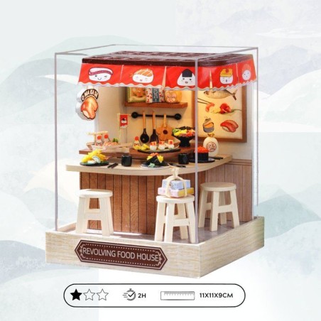 Book Nook - Kit DIY a construire Maquette 3D Serre Livre - Sushi bar C
